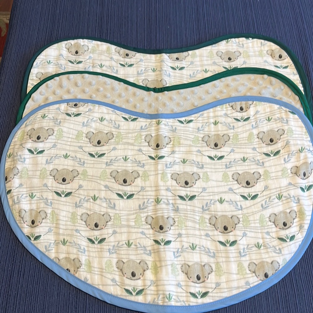 Large gray koala baby burp cloth
